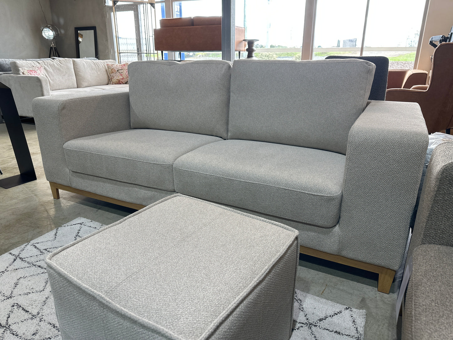 Sammi 3 seat fabric sofa - Pebble natural (02)