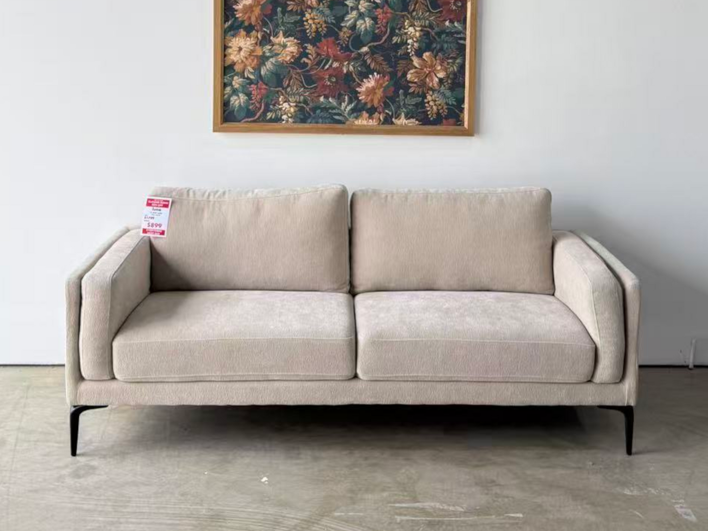 Luna 3 seat fabric sofa - Lazybear natural