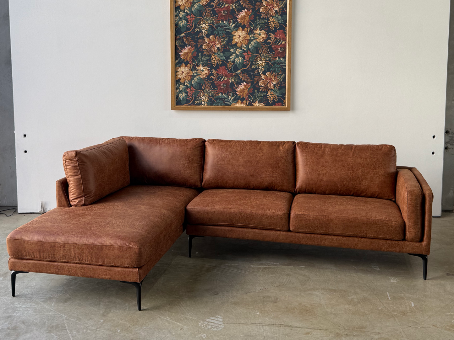 Luna 2 seat fabric modular with left chaise - Highland Buff