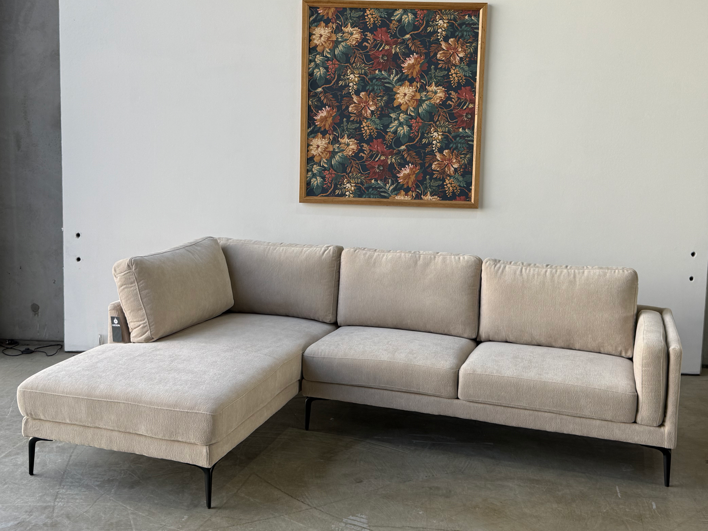 Luna 2 seat fabric modular with left chaise - Lazybear Natural