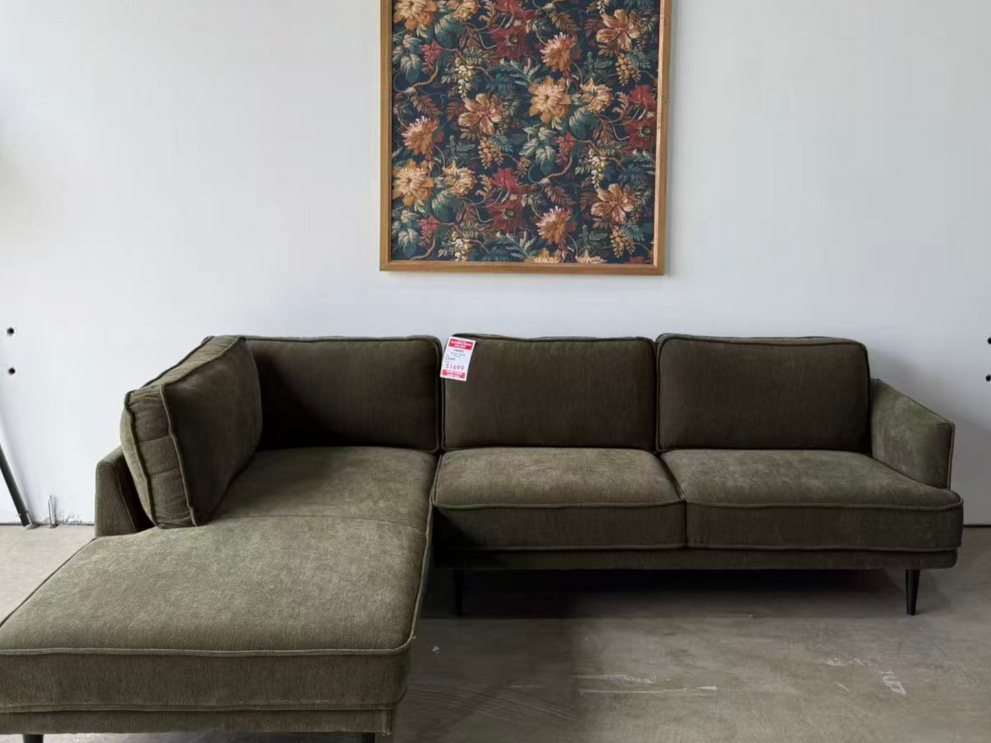 Remi 2 seat fabric modular with left chaise - Lazybear sage